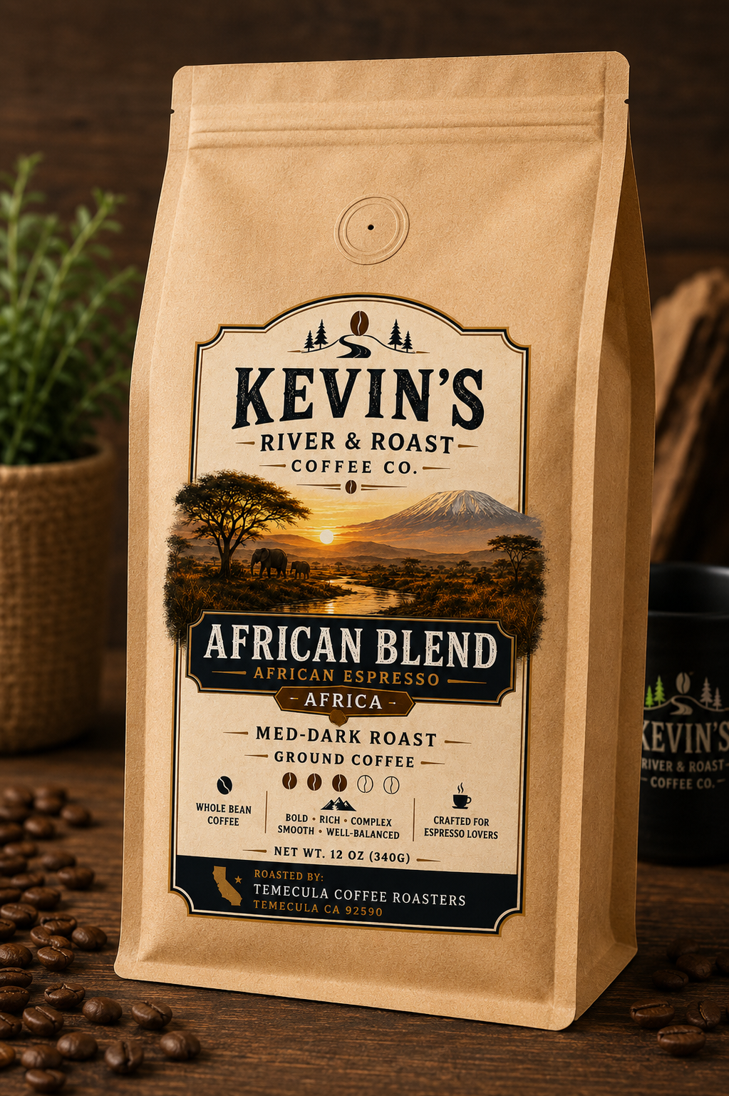 African Blend Espresso Ground Coffee – 12oz Bag