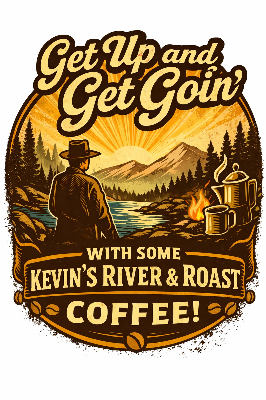 “Get up and Get Goin’” White glossy mug