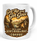“Get up and Get Goin’” White glossy mug